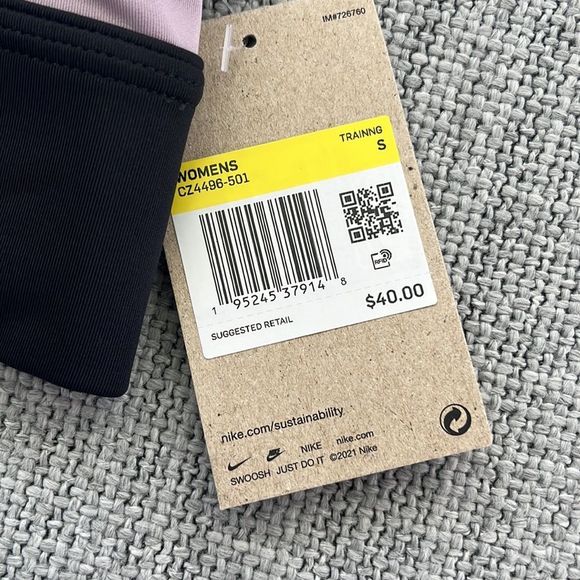 Nike Dri-Fit Swoosh Racerback Sports Bra Pink Black Size Small - Picture 2 of 5